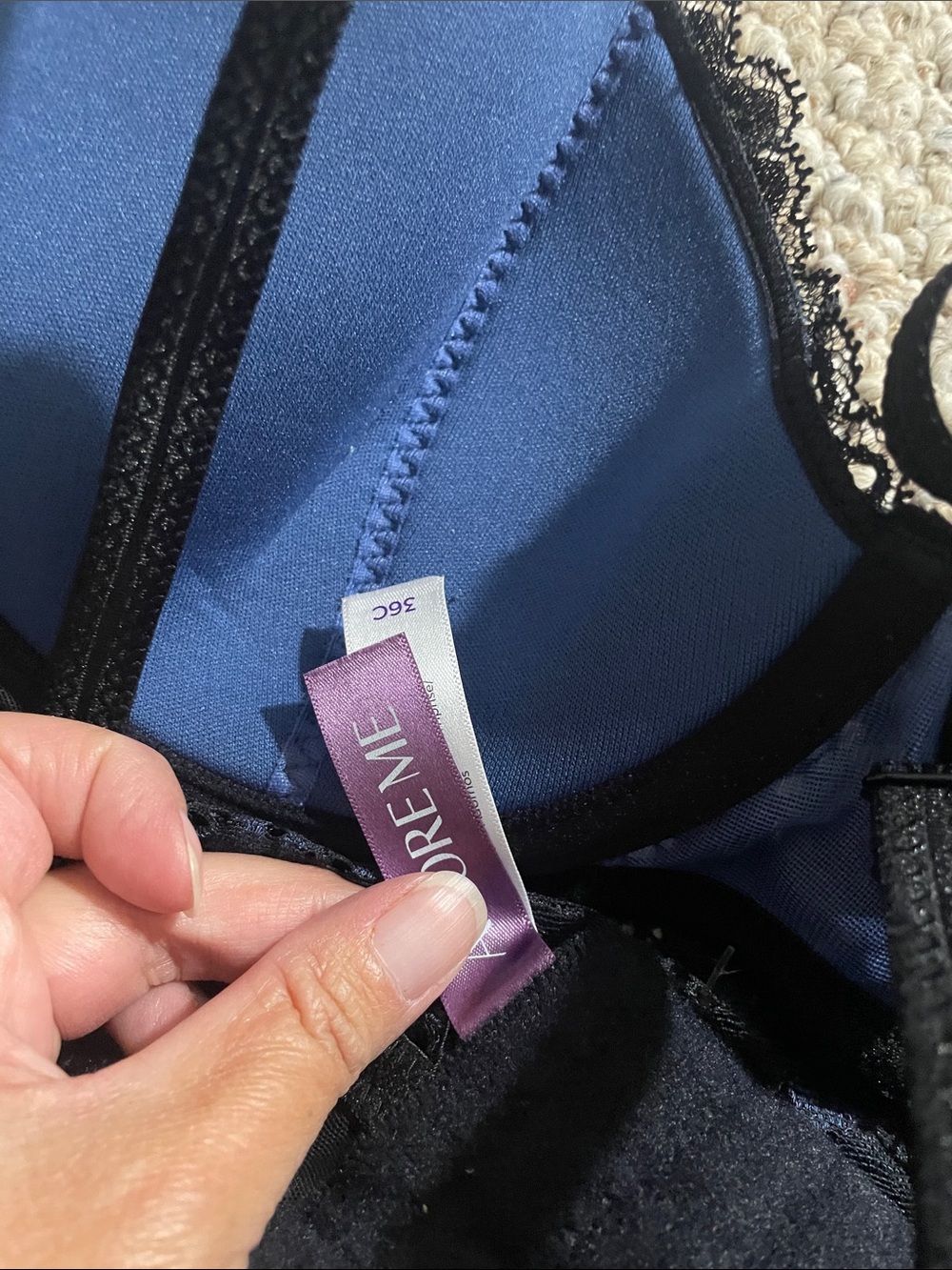 Adore Me Navy and Black Lace Longline Bra & Bikini Set - Picture 5 of 5